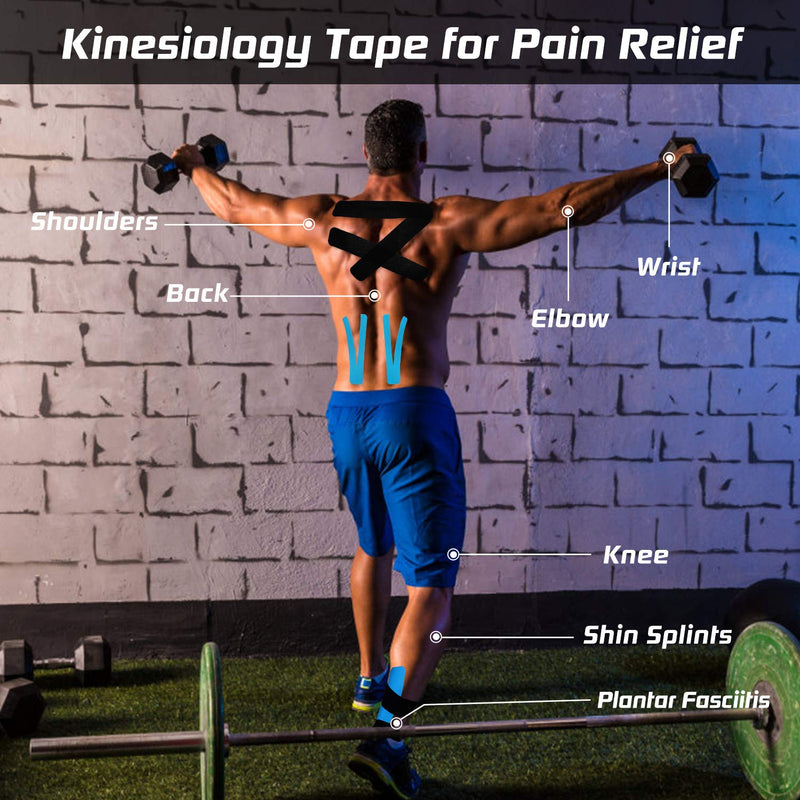 [Australia] - Kinesiology Tape Precut 3 Rolls-Athletic Sports Tape for Muscle & Joints-Physical Therapy Tape for Knee,Ankle,Shoulder,Plantar Fasciitis- Latex Free and Water Resistant-60 Strips, Black 