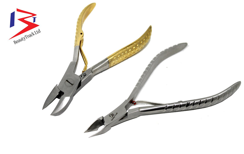 [Australia] - Ingrowing Toenail Clippers Cutter - Fast Pain Relief, Manicure Pedicure Instruments - Thick toenail cutter set - Cuticle nail nipper - Nail Cutter Gold handle 