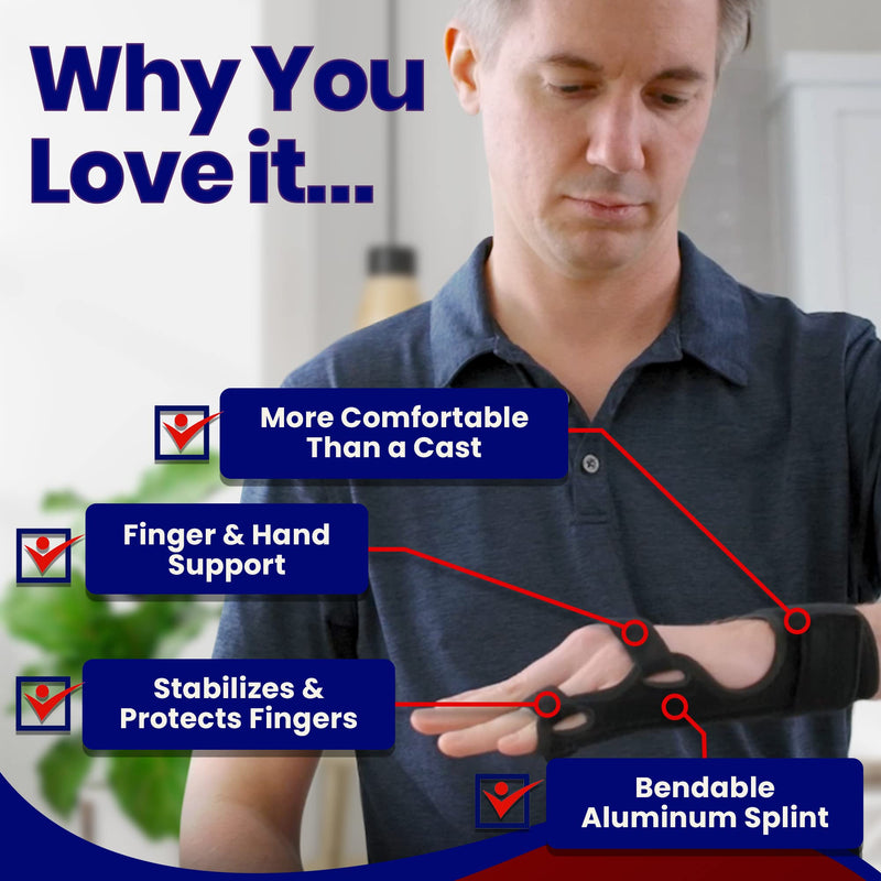 [Australia] - Metacarpal Finger Splint Hand Brace – Pinky Finger Splint For Boxer Fractures, Broken Ring, Little Finger Cast, Trigger Finger Immobilizer Straightener, Ulnar Gutter Splint Support Left - Small/Med Small/Medium (Pack of 1) 