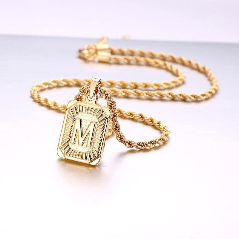 [Australia] - Gold Layered Initial Necklaces for Women, 14K Gold Plated Initial Pendant Necklaces Paperclip Link Rope Chain Necklaces for Women Teen Girl Jewelry Gifts A 