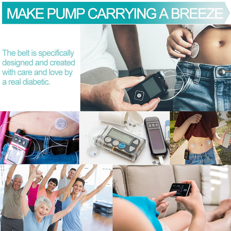 [Australia] - Easy Viewing Insulin Pump Belt Holder Diabetic Accessories with Mesh Pouch Waist Pouch Band for T1D Diabetes CGM Glucose Pumps Supplies Tubing Epipen Unisex Men Women Black 