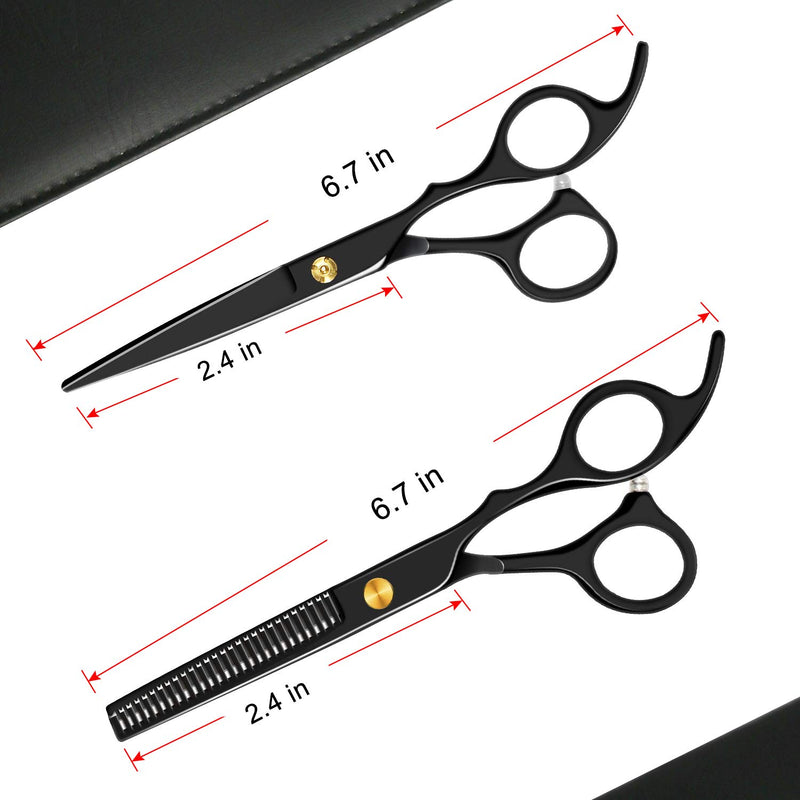 [Australia] - Sirabe 10 PCS Hair Cutting Scissors Set, Professional Haircut Scissors Kit with Cutting Scissors,Thinning Scissors, Comb,Cape, Clips, Black Hairdressing Shears Set for Barber, Salon, Home 