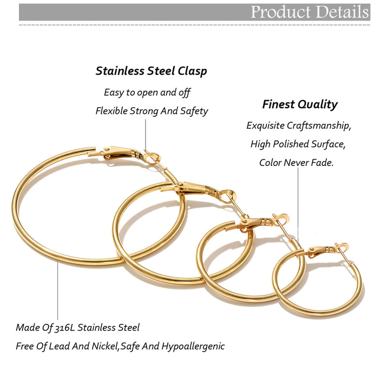 [Australia] - Cuicanstar Hoop Earrings - Stainless Steel Hypoallergenic Geometric Huggie Hoops Loop Earrings for Women Girls Set. 12 Pairs Silver Gold Rose Gold 