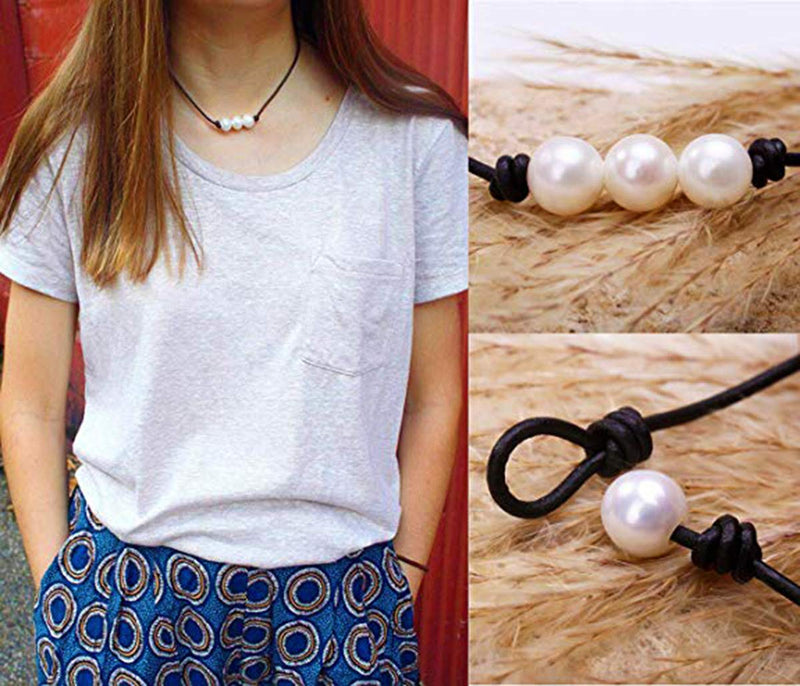 [Australia] - CENAPOG Pearls Shell Choker Necklace for Women Seashell Necklace Puka Shell Necklace Handmade Fashion Hawaiian Jewelry for Girls 