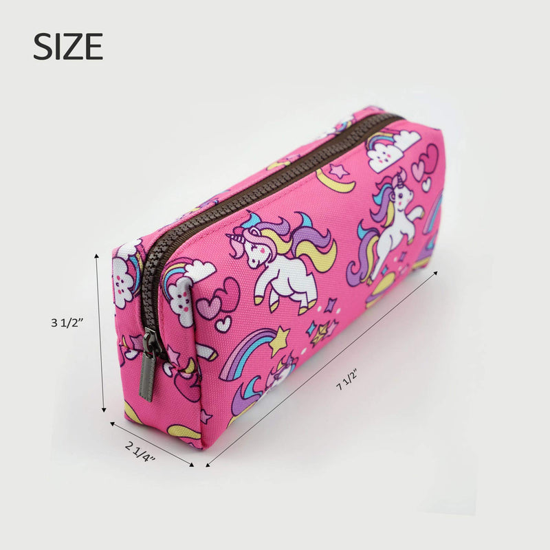 [Australia] - Unicorn Canvas Pencil Case Pen Bag Pouch Stationary Case Makeup Cosmetic Bag Pink 