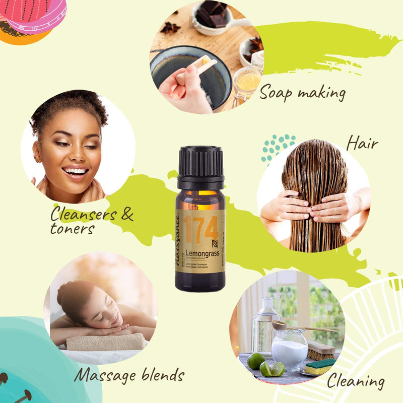 [Australia] - Naissance Lemongrass (Flexuosus) Essential Oil (#174) 10ml - Pure, Natural, Steam Distilled, Cruelty Free, Vegan & Undiluted - for use in Aromatherapy and Diffusers 