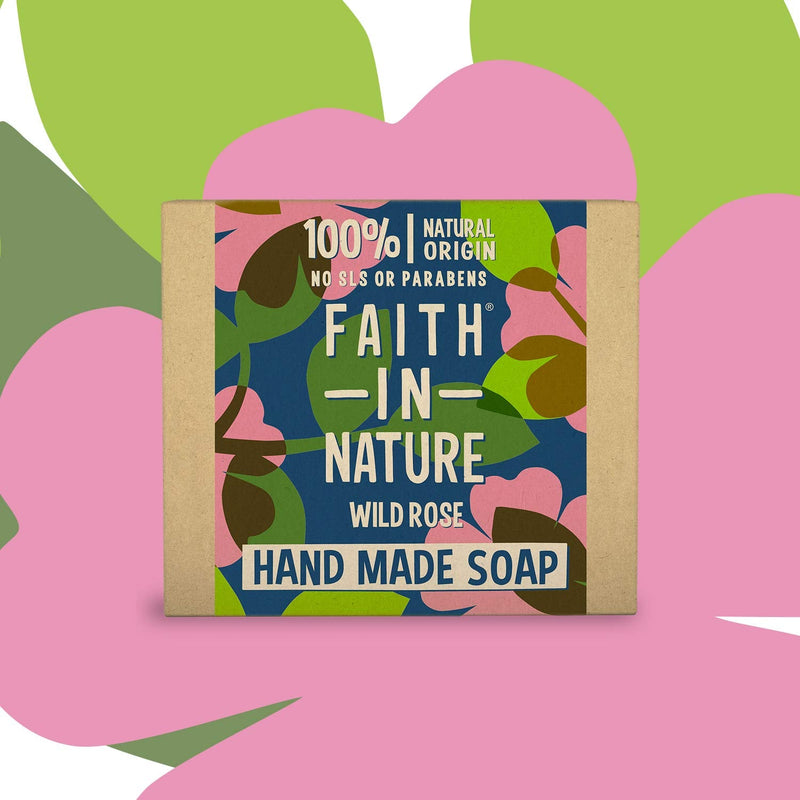 [Australia] - Faith In Nature Natural Wild Rose Hand Soap Bar, Restoring, Vegan and Cruelty Free, No SLS or Parabens, 100 g Soap - Wild Rose 