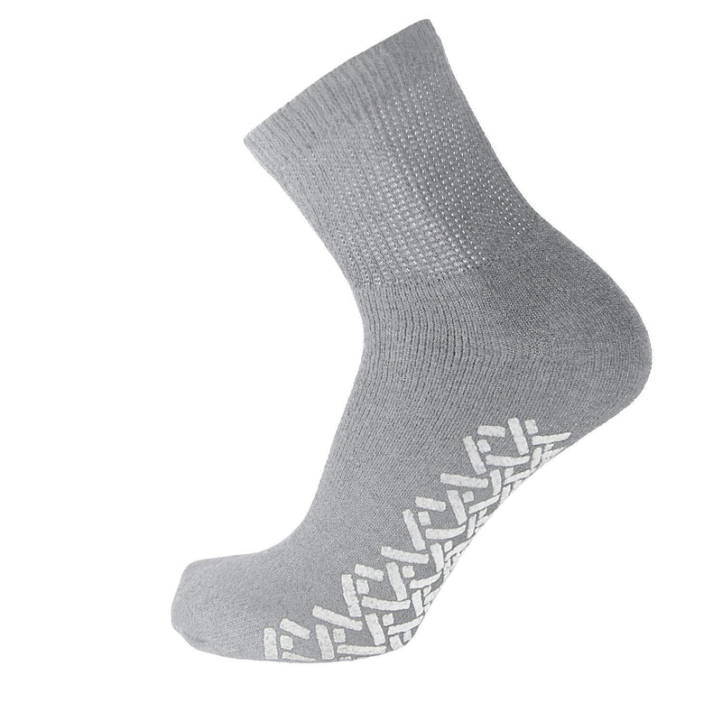 [Australia] - Non-Skid Diabetic Cotton Quarter Socks with Non Binding Top Grey - 3 Pairs Medium 