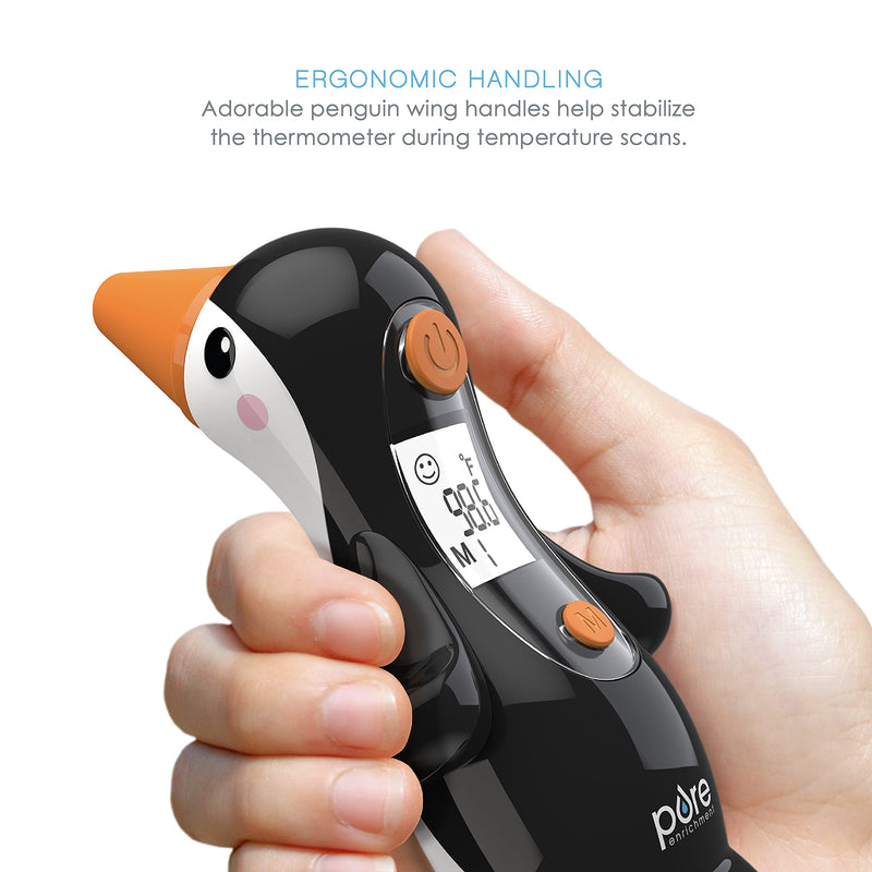 [Australia] - Pure Enrichment® ThermoBuddy™ Penguin Ear Thermometer - InstaRead™ Technology, LCD Backlit Display, 10 Memory Settings, Dual Scale Readings, Fever Alert and Cover - Ideal for Babies and Young Children 