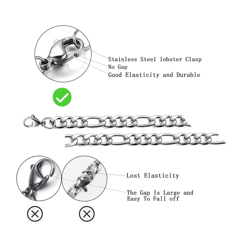 [Australia] - 16 Inches To 30 Inches Figaro Chain Necklace 4MM To 8.5MM Stainless Steel Figaro Link Chain for Men Women 16.0 Inches 4mm wide 1pcs 