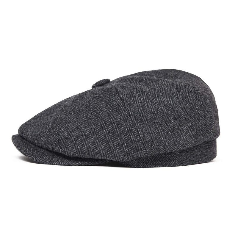 [Australia] - BOTVELA Men's 8 Piece Wool Blend Newsboy Flat Cap Herringbone Tweed Black 7 1/4-7 3/8 