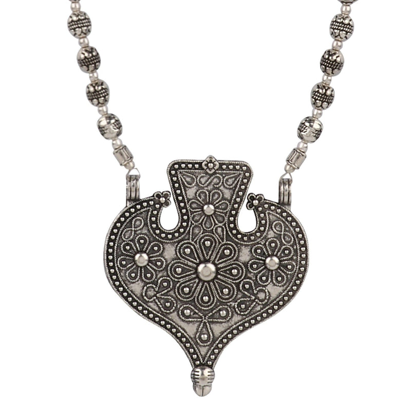 [Australia] - Efulgenz Boho Vintage Antique Ethnic Gypsy Tribal Indian Oxidized Silver Beaded Statement Pendant Necklace Jewelry Style2 