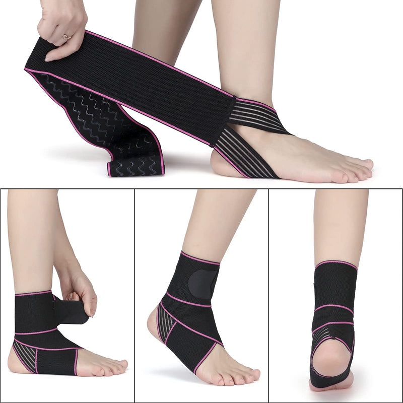 [Australia] - Ankle Support,Ankle Brace for Men and Women, Adjustable Ankle Compression Brace for Plantar fasciitis, arthritis sprains, muscle fatigue or joint pain, heel spurs, foot swelling,Suitable for Sports 2 Rose 