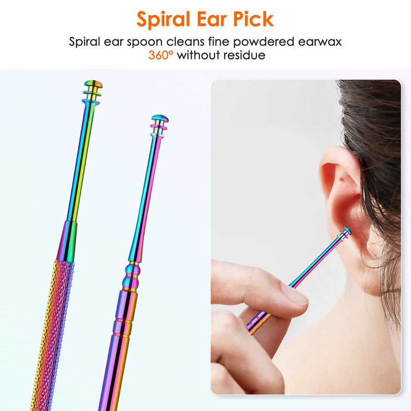 [Australia] - Ear Cleaning Kit,Safe Ear Wax Removal Tool,Earwax Removal Kit,Easy to Use,Painless Ear Pick,with Storage Box and Cleaning Brush (Titanium) Titanium 