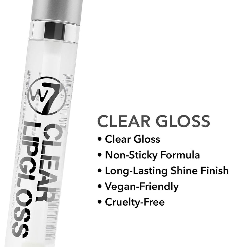 [Australia] - W7 Lip Gloss Wand - Soft Clear Liquid Gloss - Non-Sticky, High-Shine Finish 1 Count (Pack of 1) 