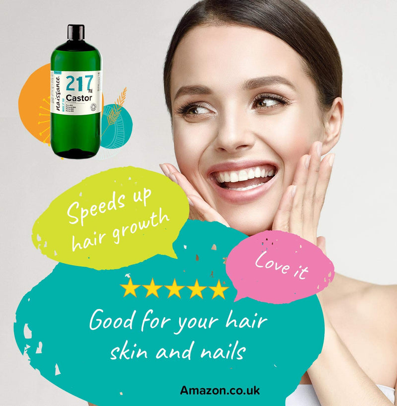 [Australia] - Naissance Certified Organic Castor Oil (no. 217) 1 Litre ‚Äì 100% Pure, Cold Pressed , Unrefined ‚Äì For Eyelashes, Hair, Eyebrows, Beard Growth, Nails, Skin, Massage ‚Äì Natural, Vegan, Hexane Free, No GMO 