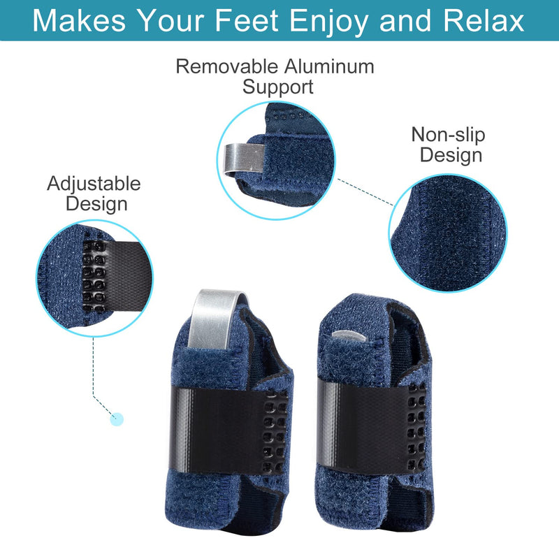 [Australia] - Welnove 1 Pair Toe Splint,Toe Straightener for Hammer Toe,Bent Toe,Claw Toe,Crooked Toe,Toe Wrap to Align and Support Toe - Blue Blue-Toe Splint 