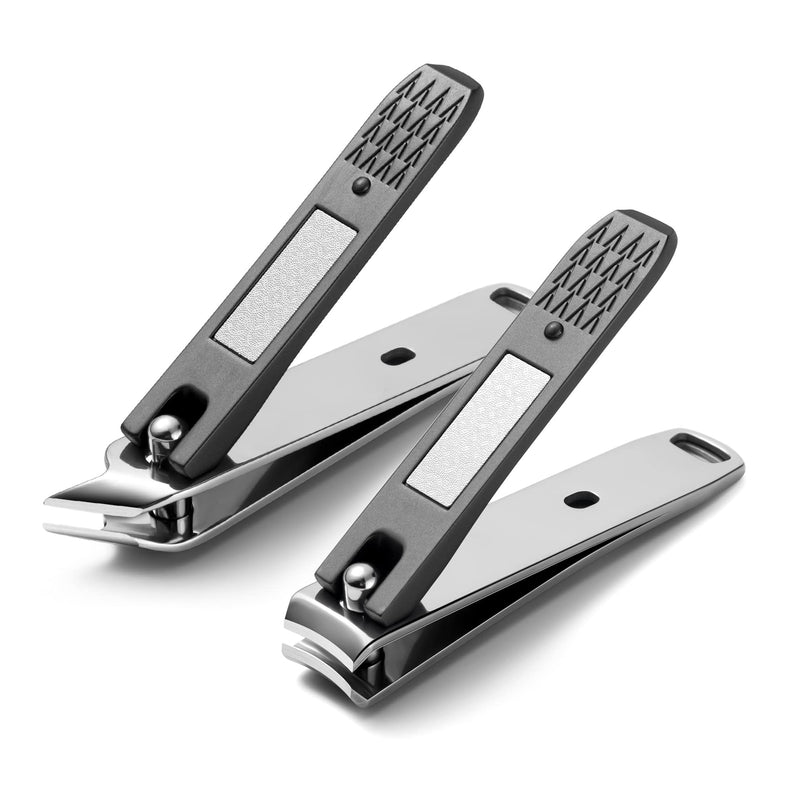 [Australia] - FERYES Nail Clippers 2 Pcs Nail Cutter Set, Upgrade Stainless Steel Curved and Slant Blade Fingernails Toenails Kit for Men and Women,Taupe 