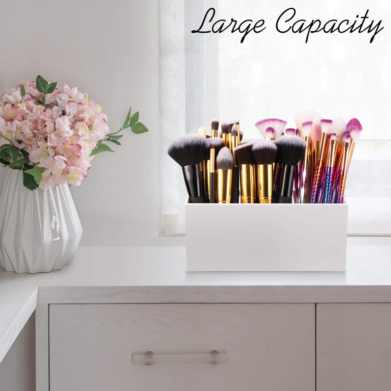 [Australia] - Makeup Brush Holder Organizer Cosmetic Brushes Container Storage 3 Slots - Great for Vanity (White) White 