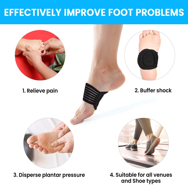 [Australia] - 5 Pair Arch Support Brace Compression Cushioned Support Sleeves, Plantar Fasciitis Foot Pain Relief for Fallen Arches, Flat Feet, Heel Fatigue, Achy Feet Problems, for Men & Women - Universal Size 