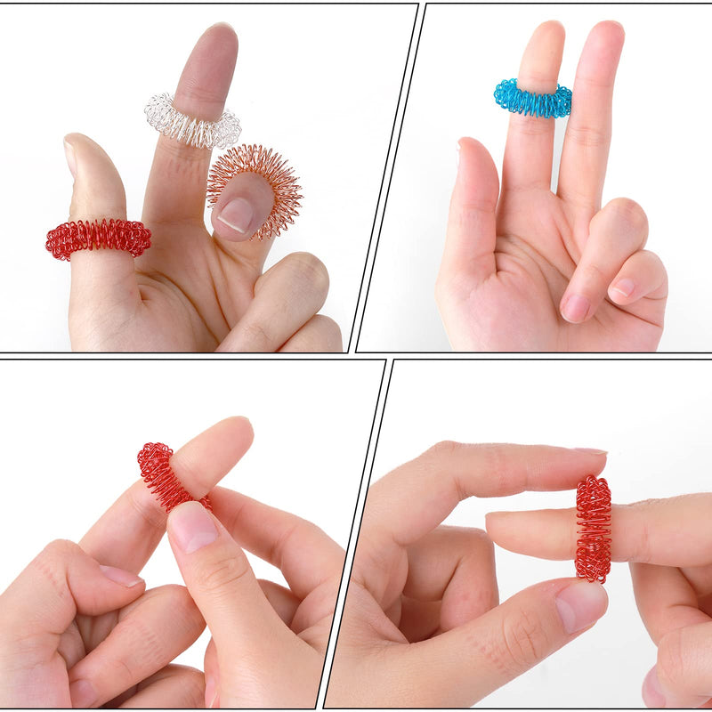 [Australia] - 8 Pieces Acupressure Rings-Spiky Sensory Finger Rings Acupuncture Rings Fidget for Silent Stress Reducer and Massager Improves Blood Circulation 8 Pcs 