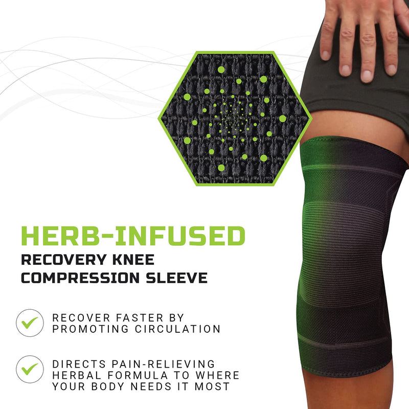 [Australia] - Green Drop Professional Knee Brace - Compression Sleeve Support for Men & Women - Breathable Patented Medical Grade Natural Relief Herb-Infused Support for Sports, Running, Injury Recovery, Arthritis Large / X-Large 