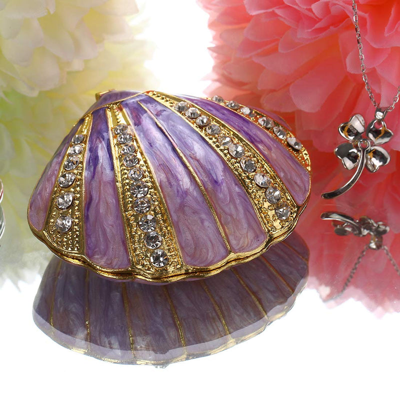 [Australia] - Trinket Box Hinged Jewelry Bejeweled Trinket Boxes Ring Holder Figurine Collectible (Shell) 