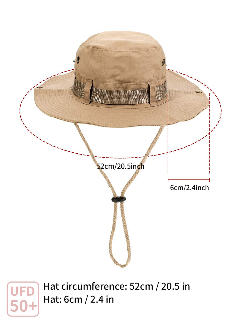 [Australia] - 2 Pieces Cotton Safari Hat Wide Brim Fishing Cap Foldable Boonie Hat Double-Sided Outdoor Sun Hat for Men and Women Black, Khaki 