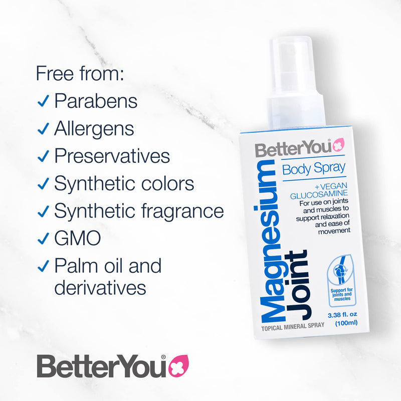 [Australia] - BetterYou Magnesium Joint Body Spray | + Vegan Glucosamine | Effective Support For Joints And Muscles | Supports Relaxation | Palm Oil Free | 100ml (600 Sprays) 