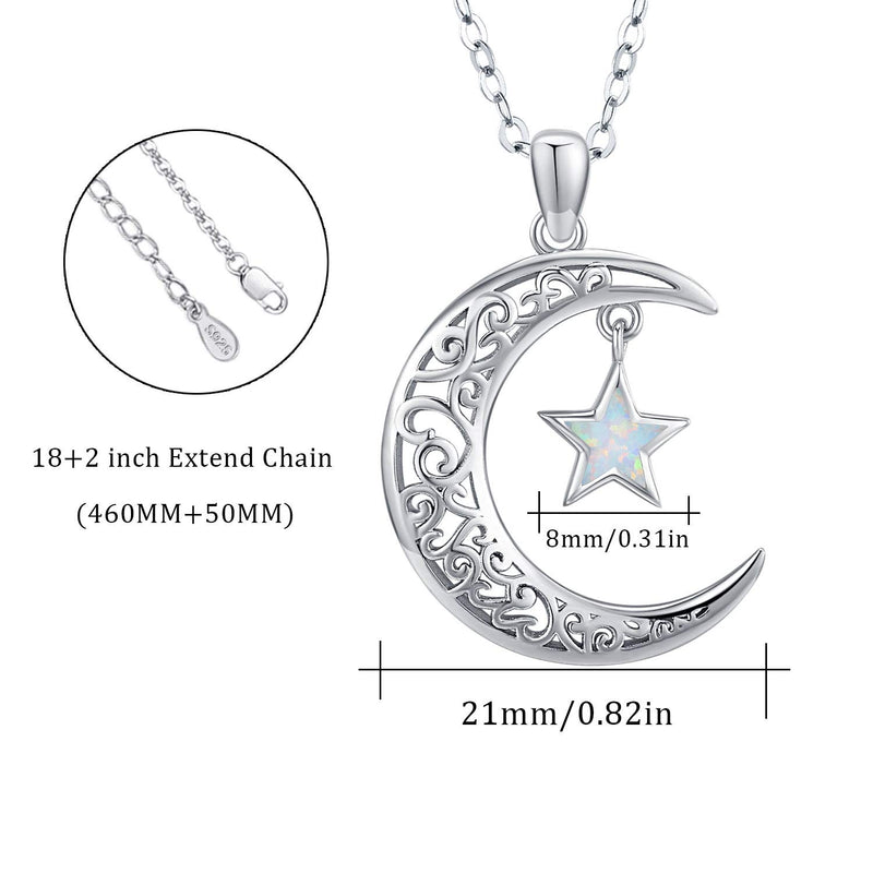 [Australia] - Moon Pendant Necklace with Opal Star Light, Dainty Infinite Love Y-Necklace,Moon Cat Necklace TRISHULA 925 Sterling Silver Forever Love Sparkling Crescent Jewelry Gift for Women Girls,Teen A-Crescent Moon Pendant 