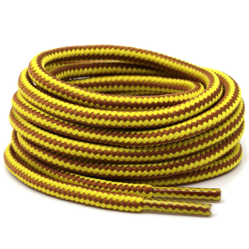 [Australia] - DELELE 2 Pair Strong Boot Laces Hiking Walking Boot Shoelaces Round Rope Dual Coloured Striped Shoe Lace Strings 27.56"Inch (70CM) 01 Golden Brown 