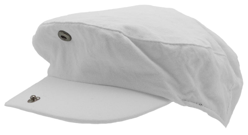 [Australia] - Men's Cotton Front Button Flat Cap Ivy Gatsby Newsboy Hunting Hat White 