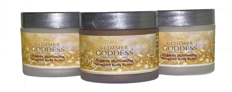 [Australia] - Organic Shimmer Whipped Body Butter Gift Set Trio of Sexy Sparkle For Natural Skin Radiance Bronze, Diamond & Gold 2 oz jars– Chemical Free Shimmering Moisturizer - Glimmer Goddess 