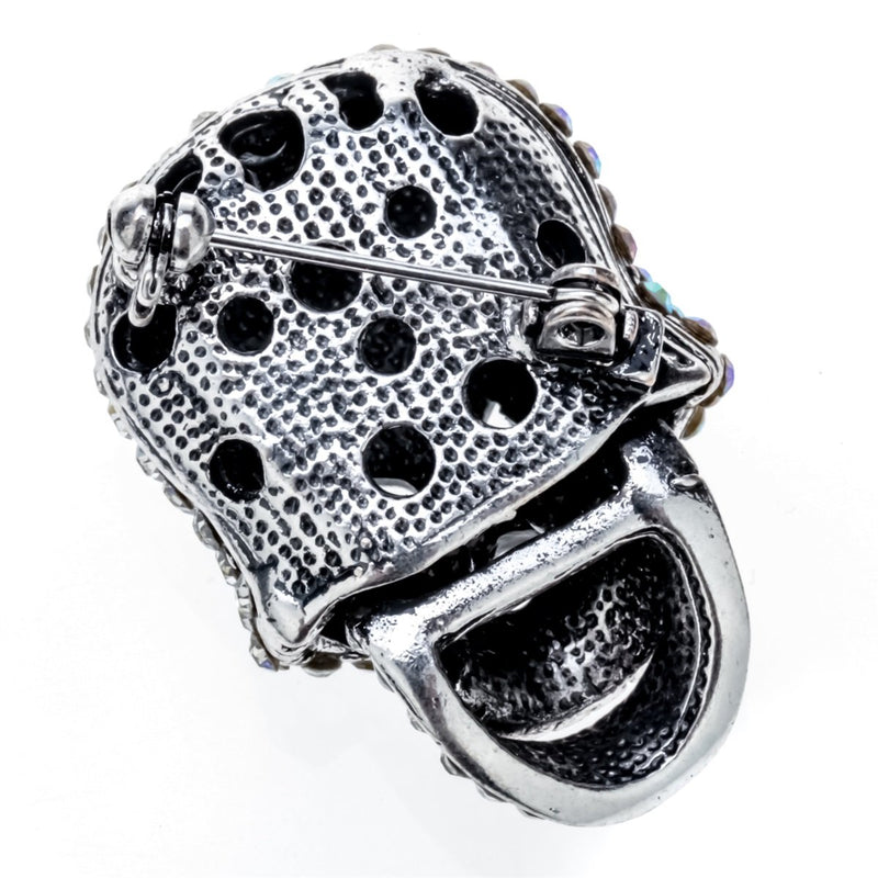 [Australia] - Szxc Jewelry Women's Crystal Skull Pin Brooch Biker Jewelry silver AB 