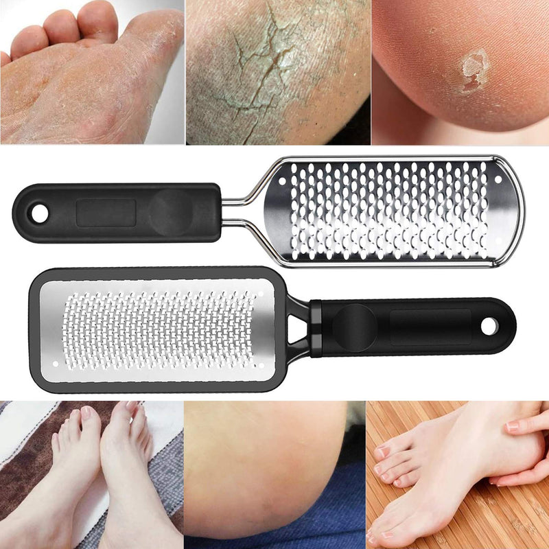 [Australia] - Pedicure Foot File - 2Pcs Stainless Steel Colossal foot Rasp, Dead Skin Remover for Feet, Professional Pedicure Tools Washable and Reusable 