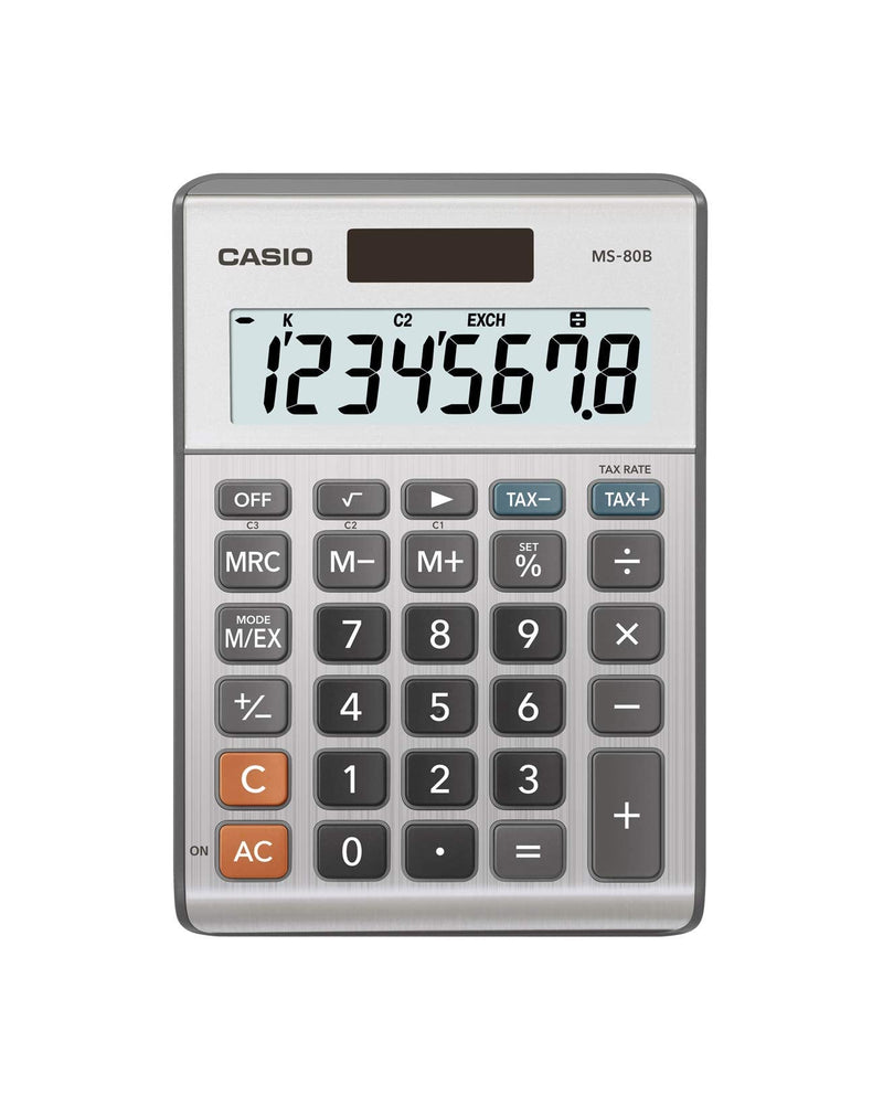 [Australia] - Casio MS-80B Standard Function Desktop Calculator,Black Brushed Nickel 