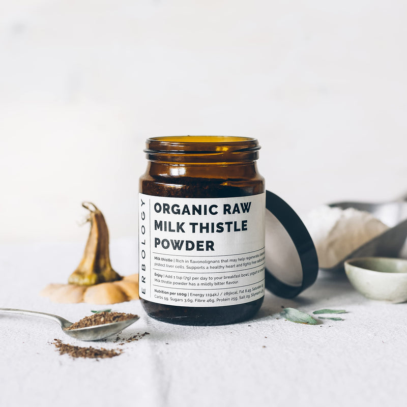 [Australia] - 100% Organic Milk Thistle Powder 120g - Cold-Pressed from 100% Milk Thistle Seeds - Rich in Silymarin - Cleanse and Detox - Straight from Farm - Raw Vegan - Non-GMO - Recyclable Glass Jar 