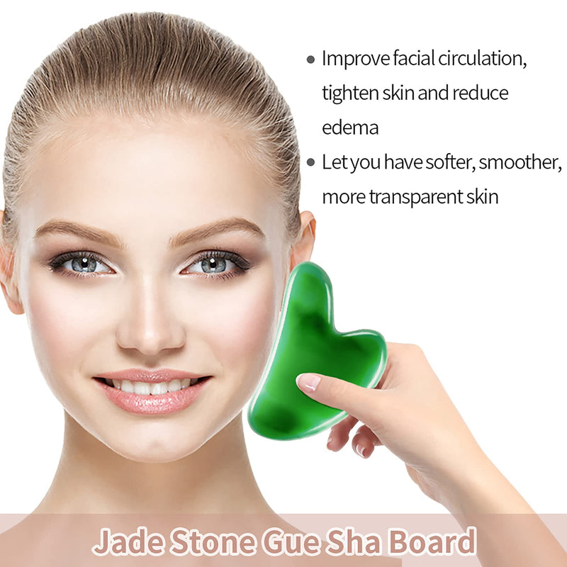 [Australia] - Gua sha tool for face,natural jade gua sha stones,gua sha massage tool,Suitable for the face, neck, shoulders, arms, legs(GREEN) GREEN 