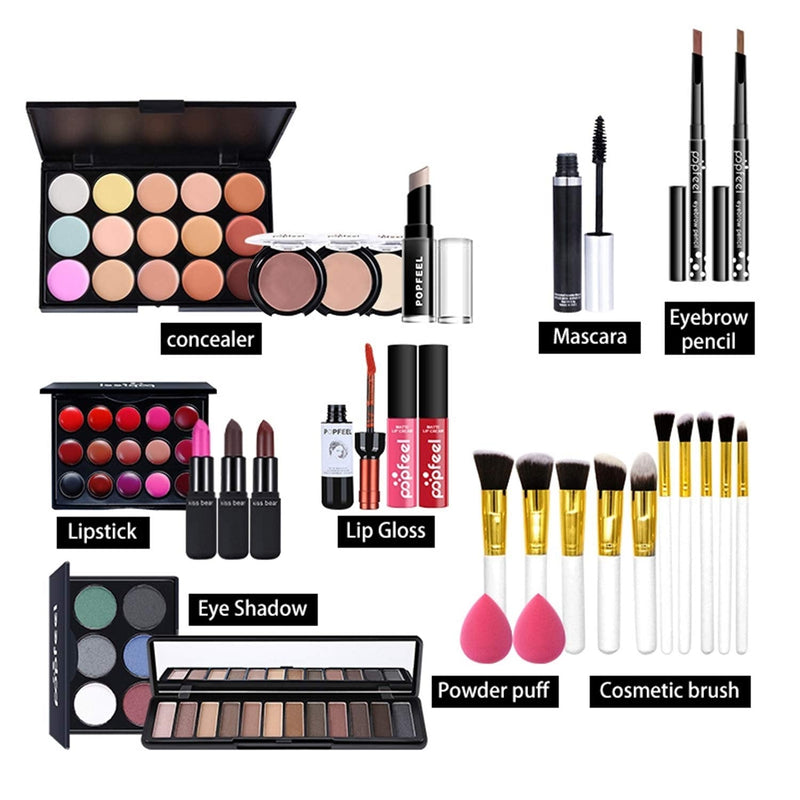 [Australia] - FantasyDay 21 Piece Pro Makeup Gift Set Holiday Birthday Beauty Cosmetic Essential Starter Bundle Includes 15 Concealer, 4 Lipstick, 17 Lipgloss, Pressed powder, 18 Eyeshadow Palette, Travel Carry Bag kit003B 
