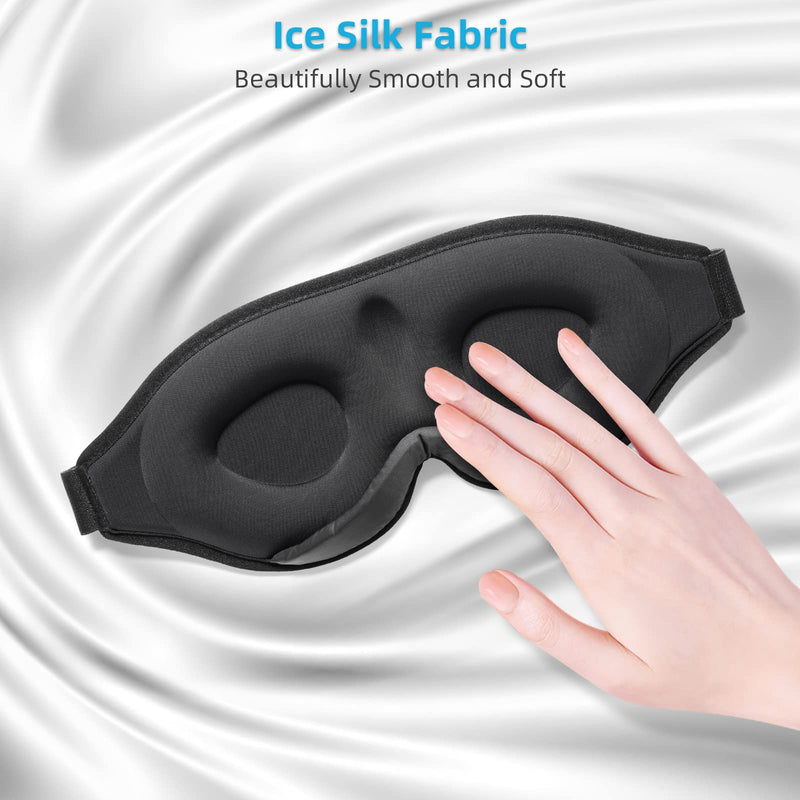 [Australia] - 2023 Innovative Sleep Mask for Men and Women, Trilancer 3D 100% Light Blocking Design, Comfortable Eye mask, Blackout Blindfold for Sleeping, Nap, Meditation, Travel, with Earplugs (Black) Black 