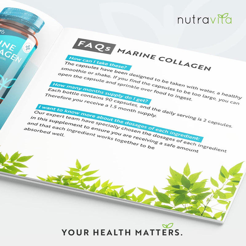 [Australia] - Marine Collagen 1000mg Enhanced with Hyaluronic Acid 100mg - 90 Super Strength Capsules - Hydrolysed Collagen Supplements - Vitamin C, Vitamin E, Vitamin B2, Zinc, Copper - Made in The UK by Nutravita 90 Count (Pack of 1) 