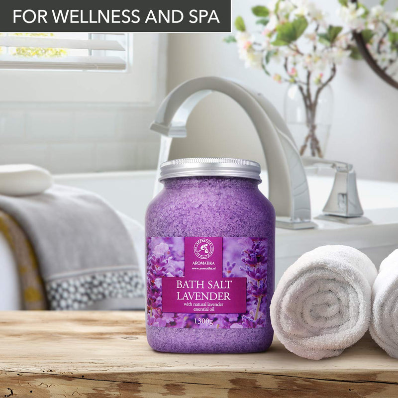 [Australia] - Sea Salt Lavender with Natural Lavender Essential Oil 1300g - Lavender Bath Salts - Best for Good Sleep - Stress Relief - Beauty - Relaxing - Bathing - Body Care 1.3 kg (Pack of 1) 