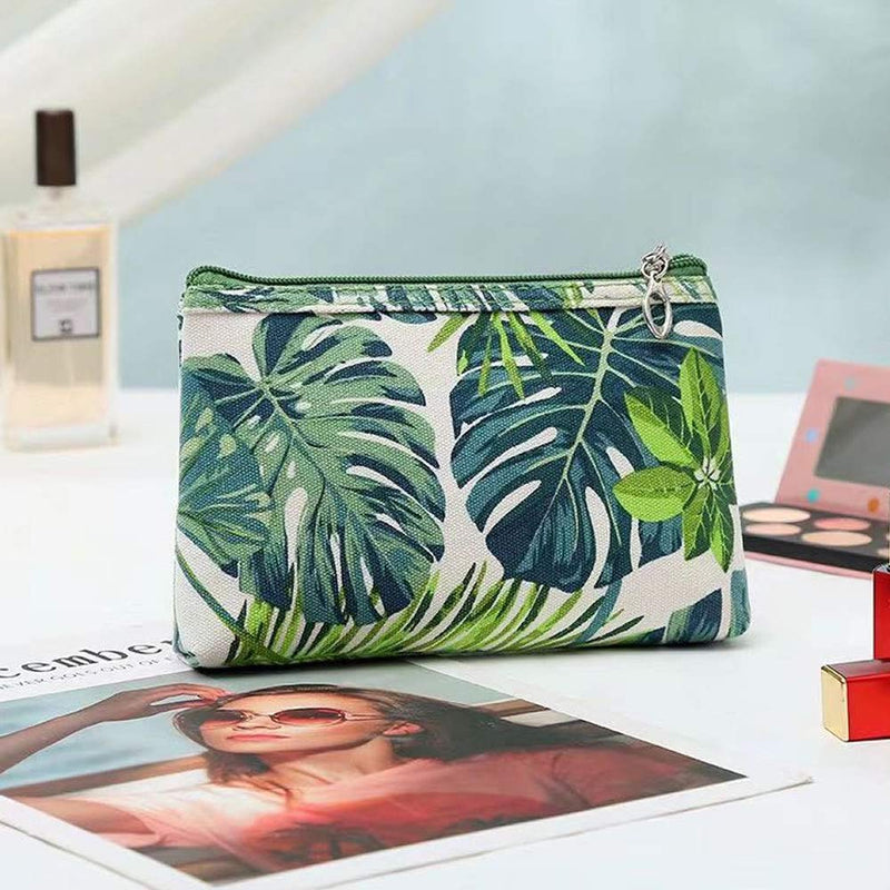 [Australia] - 2Pieces Makeup Bags,Travel Cosmetic Bags Brush Pouch Toiletry Wash Bag Portable Travel Make up Case for Women and Girls,Green leaf 