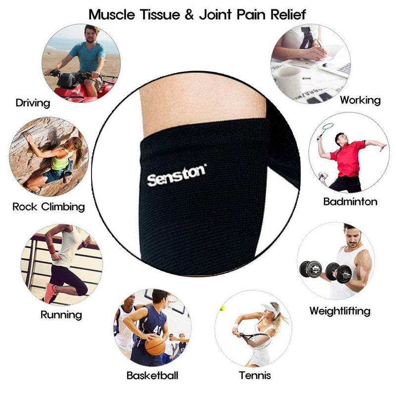 [Australia] - Senston Arm Support - Compression Arm Sleeve for Tendonitis and Arthritis - All Sports for Men/Women/Youth Compression, Breathable, Sweat Absorbent M Black 