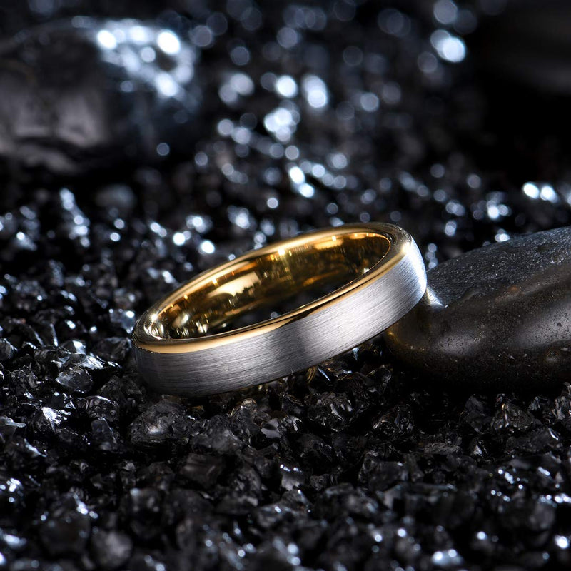 [Australia] - Zoesky 6mm 8mm Dome Tungsten Carbide Rings Wedding Band for Men Women Matte Brushed Comfort Fit Golden 4mm 4 