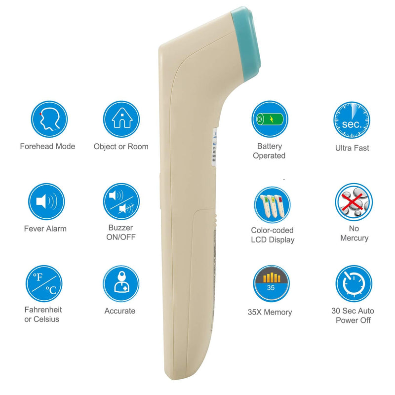 [Australia] - Amplim Non Contact Digital Thermometer for Adults Forehead. AmpMed Medical Grade Touchless Thermometer for Temperature of Adult, Child or Baby 