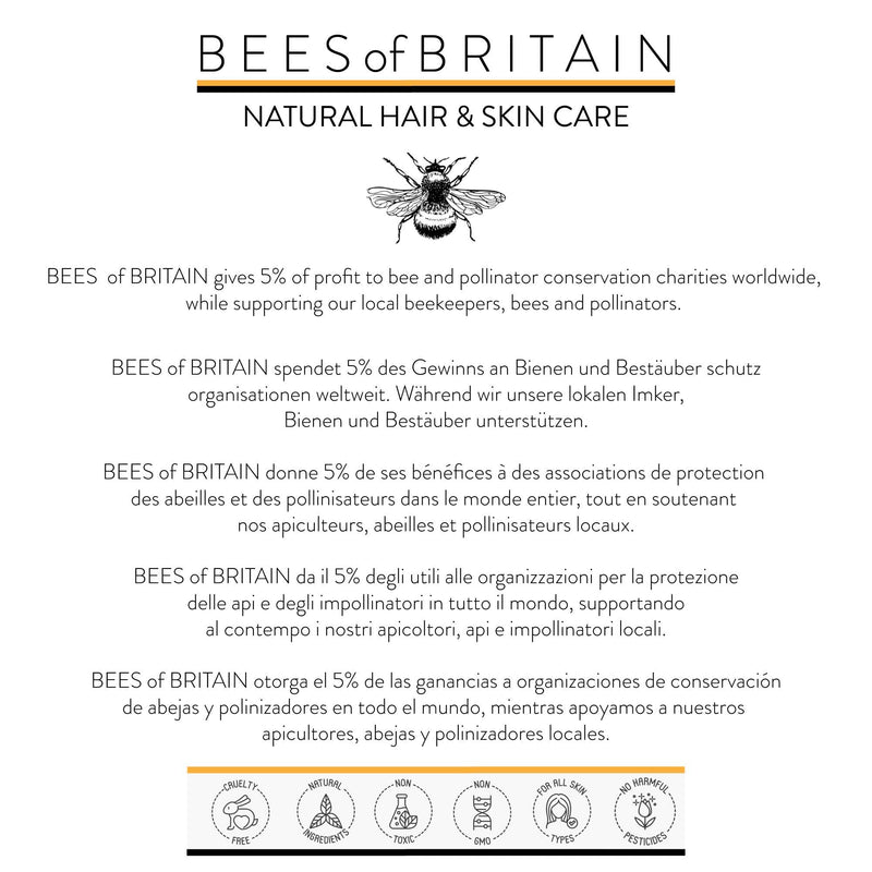 [Australia] - NATURAL CONDITIONER - VEGAN & UNSCENTED - 250ml - by BEES of BRITAIN - No Sulfates, No Parabens, No Silicone. We Donate 5% of our Profit to Help Save Bees and Pollinators. 