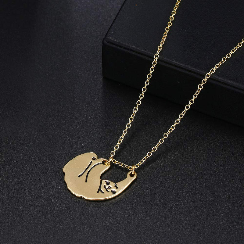 [Australia] - Q﹠YFH Sloth Necklace Gifts Silver Cute Animal Pendant Necklace Gift for Women Teen Girls A-Gold 
