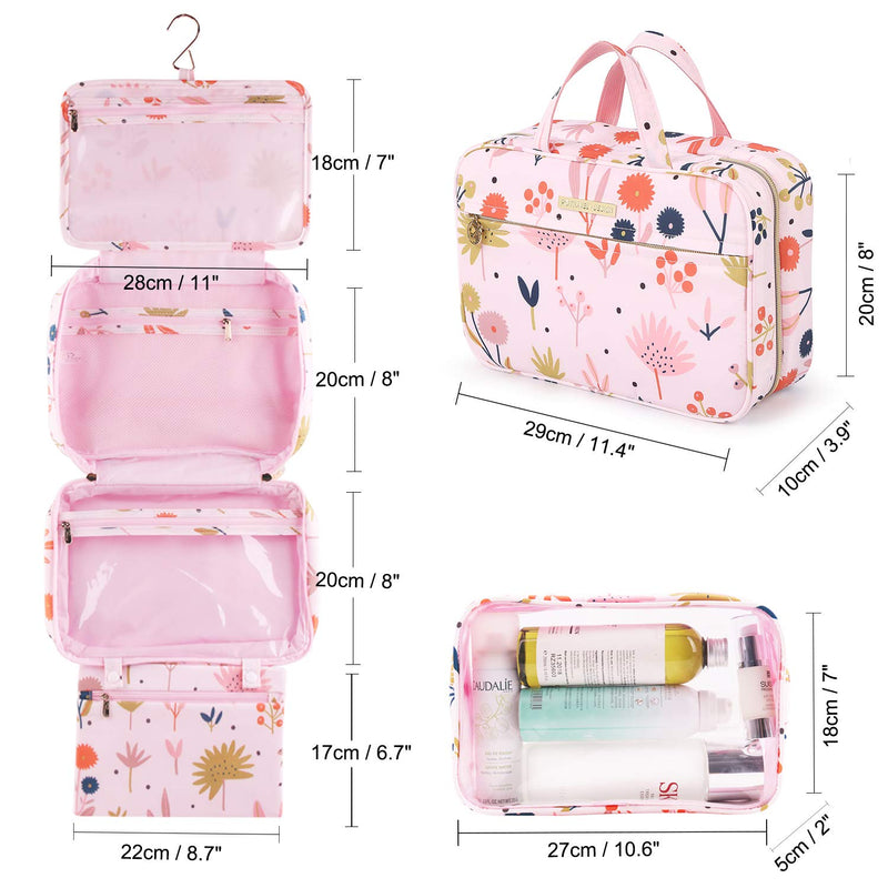 [Australia] - Tuscall Travel Toiletry Bag Hanging Wash Bag Large Womens Cosmetic Bag (Flower) Flower 