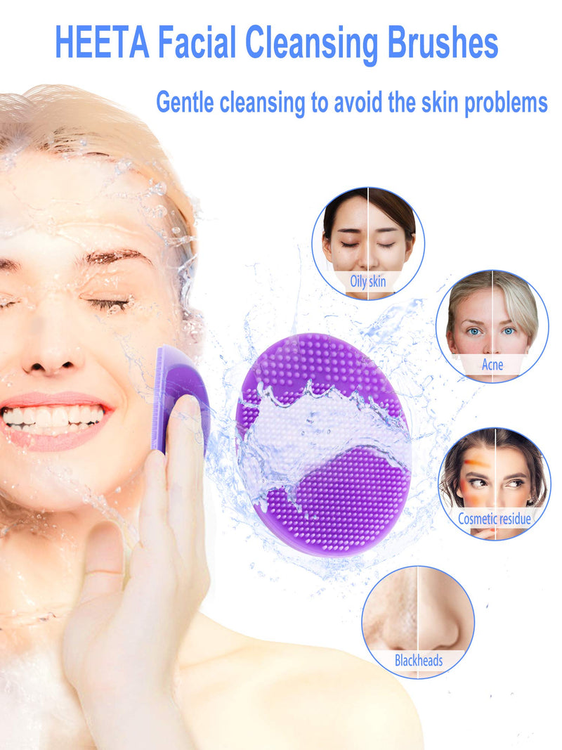 [Australia] - HEETA 8-Pack Soft Silicone Manual Facial Cleansing Brushes, Face Scrubber Cleanser Brush for Gently and Effectively Cleaning, Removing Blackheads and Massaging 